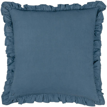 French Blue - Back - Paoletti Kirkton Pleated Floral Cushion Cover