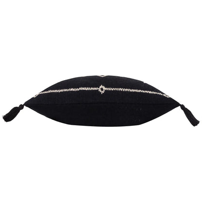 Black - Side - Yard Folis Embroidered Cushion Cover
