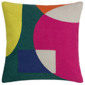 Green-Multicoloured - Front - Furn Anjo Geometric Crewel Cushion Cover
