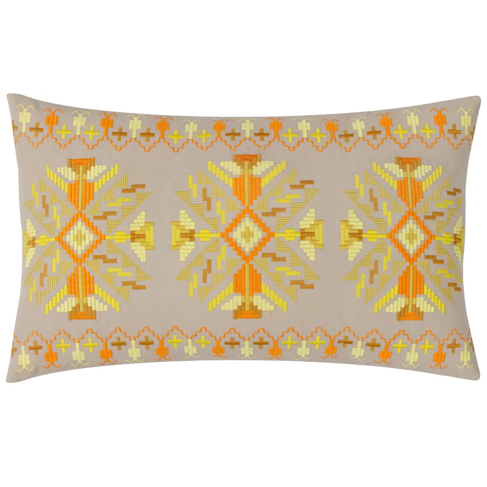 Yellow - Front - Furn Kalina Embroidered Cushion Cover