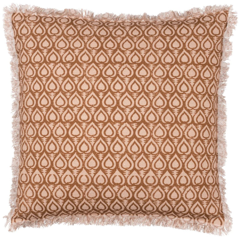 Pecan - Front - Yard Georgi Fringed Cushion Cover