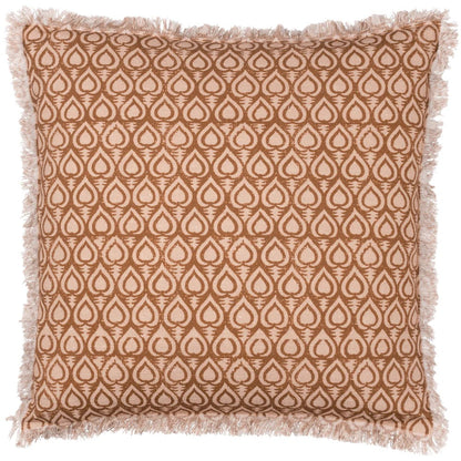 Pecan - Front - Yard Georgi Fringed Cushion Cover