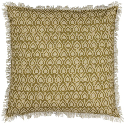 Olive - Front - Yard Georgi Fringed Cushion Cover