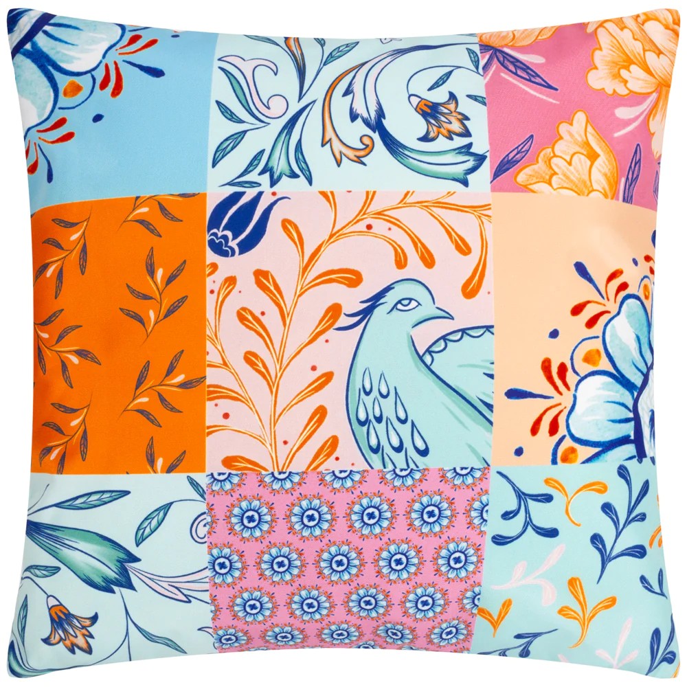 Multicoloured - Front - Furn Azzar Floral Outdoor Cushion Cover