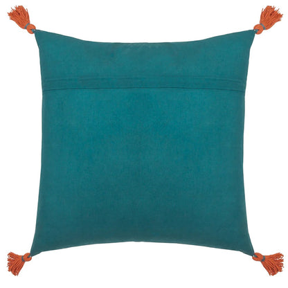 Blue - Back - Wylder Bolais Tassel Rectangular Cushion Cover