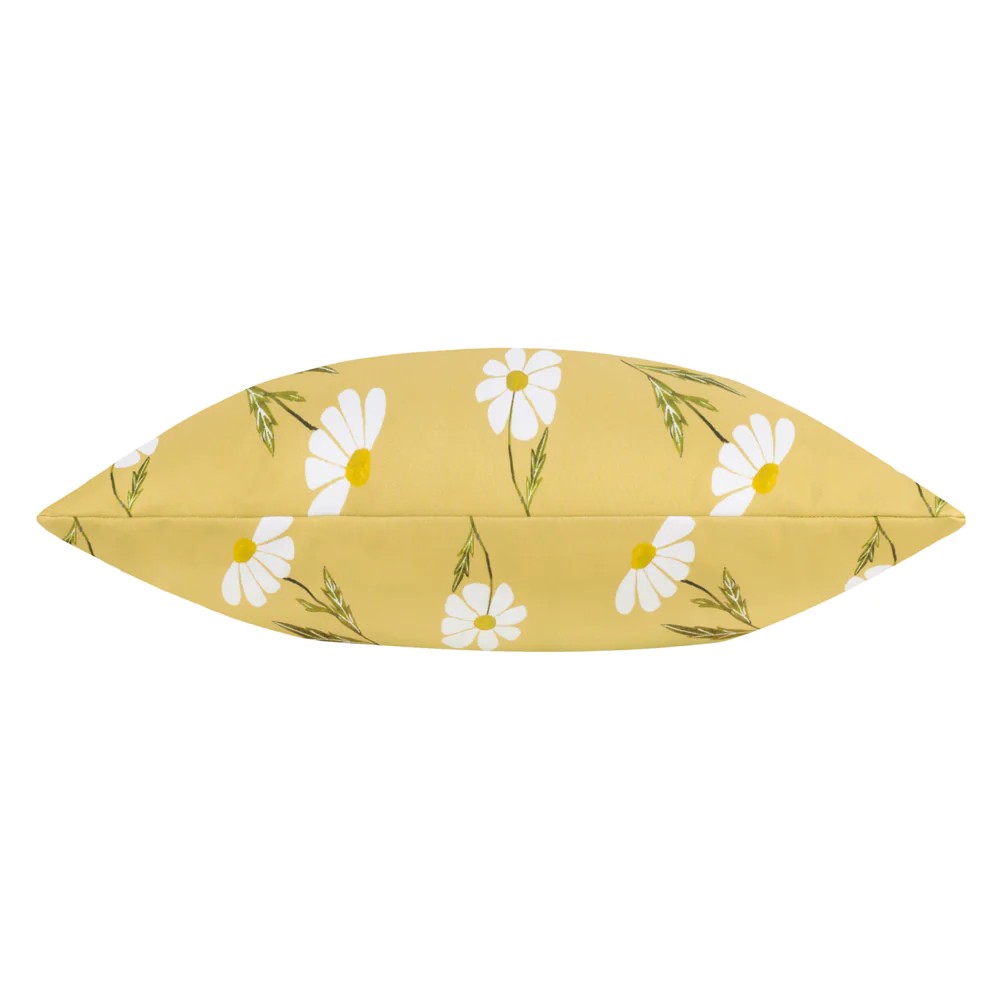 Yellow - Back - Wylder Reversible Daisies Floral Outdoor Cushion Cover