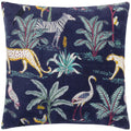 Navy - Front - Wylder Tropics Wilds Cotton Tropical Cushion Cover