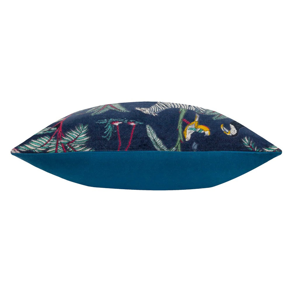 Navy - Side - Wylder Tropics Wilds Cotton Tropical Cushion Cover