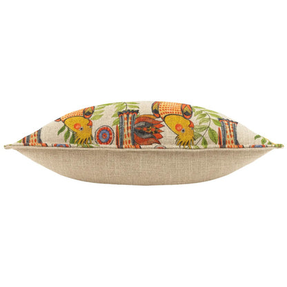 Orange - Side - Wylder Akamba Tropical Cockatiel Cushion Cover