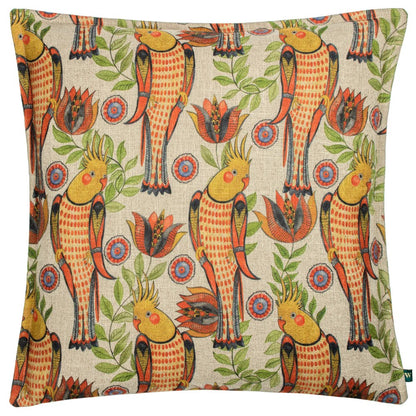 Orange - Front - Wylder Akamba Tropical Cockatiel Cushion Cover