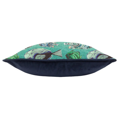 Teal - Side - Wylder Chenille Fish Cushion Cover