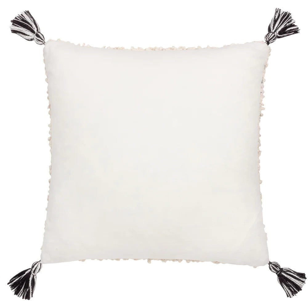 White-Black - Back - Hoem Cambre Bouclé Tassel Cushion Cover