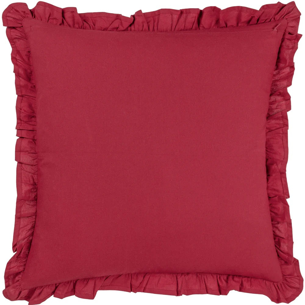 Redcurrant - Back - Paoletti Montrose Pleated Floral Cushion Cover
