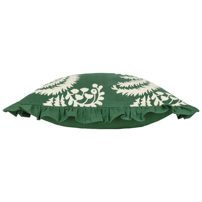 Bottle Green - Side - Paoletti Montrose Pleated Floral Cushion Cover