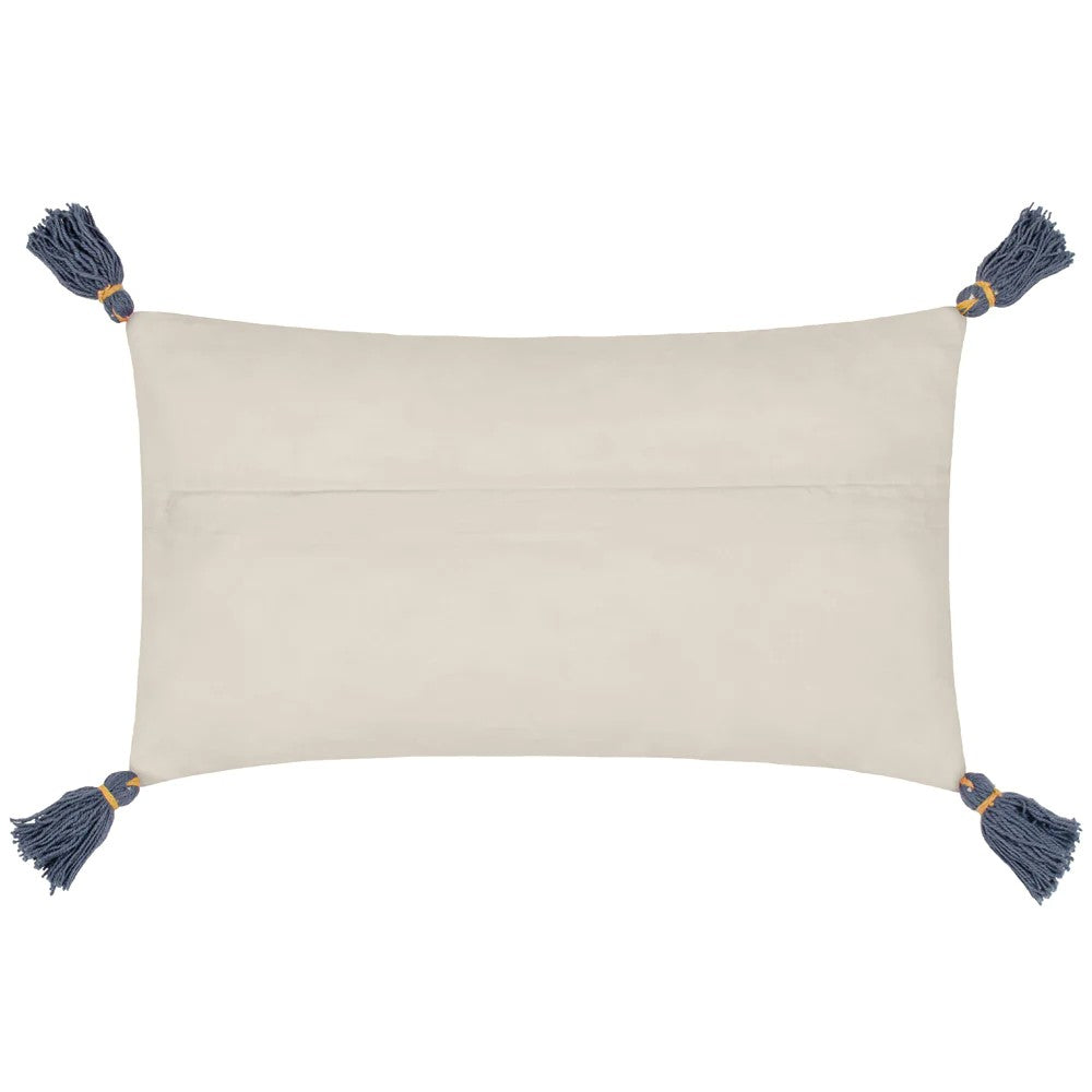 Multicoloured-Blue - Back - Wylder Posies Tassel Floral Cushion Cover