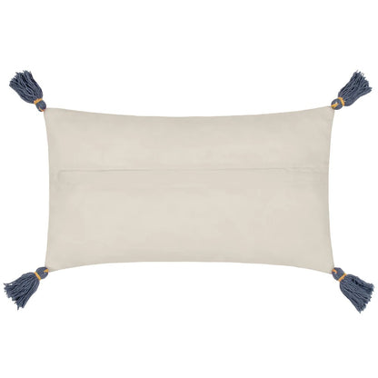 Multicoloured-Blue - Back - Wylder Posies Tassel Floral Cushion Cover