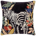 Midnight - Front - Wylder Exotic Embroidered Zebra Cushion Cover