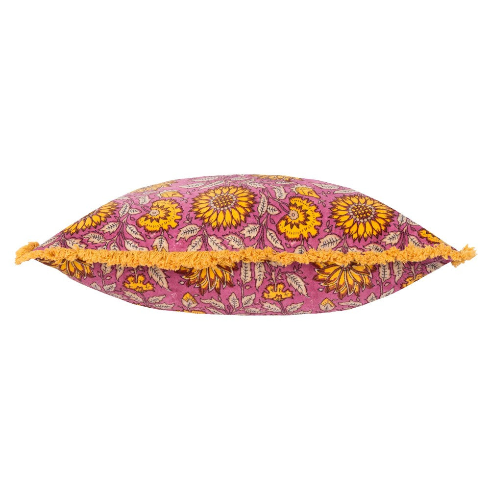 Plum - Back - Paoletti Clarendon Velvet Floral Cushion Cover