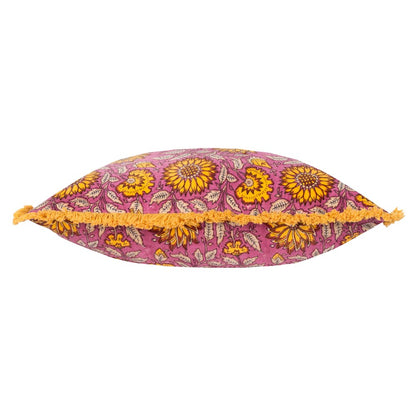 Plum - Back - Paoletti Clarendon Velvet Floral Cushion Cover