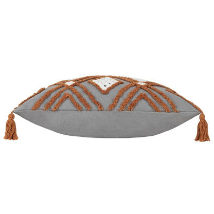 Charcoal-Brick - Side - Furn Aquene Tassel Tufted Cushion Cover