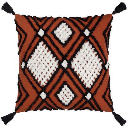 Brick-Black - Front - Furn Aquene Tassel Tufted Cushion Cover