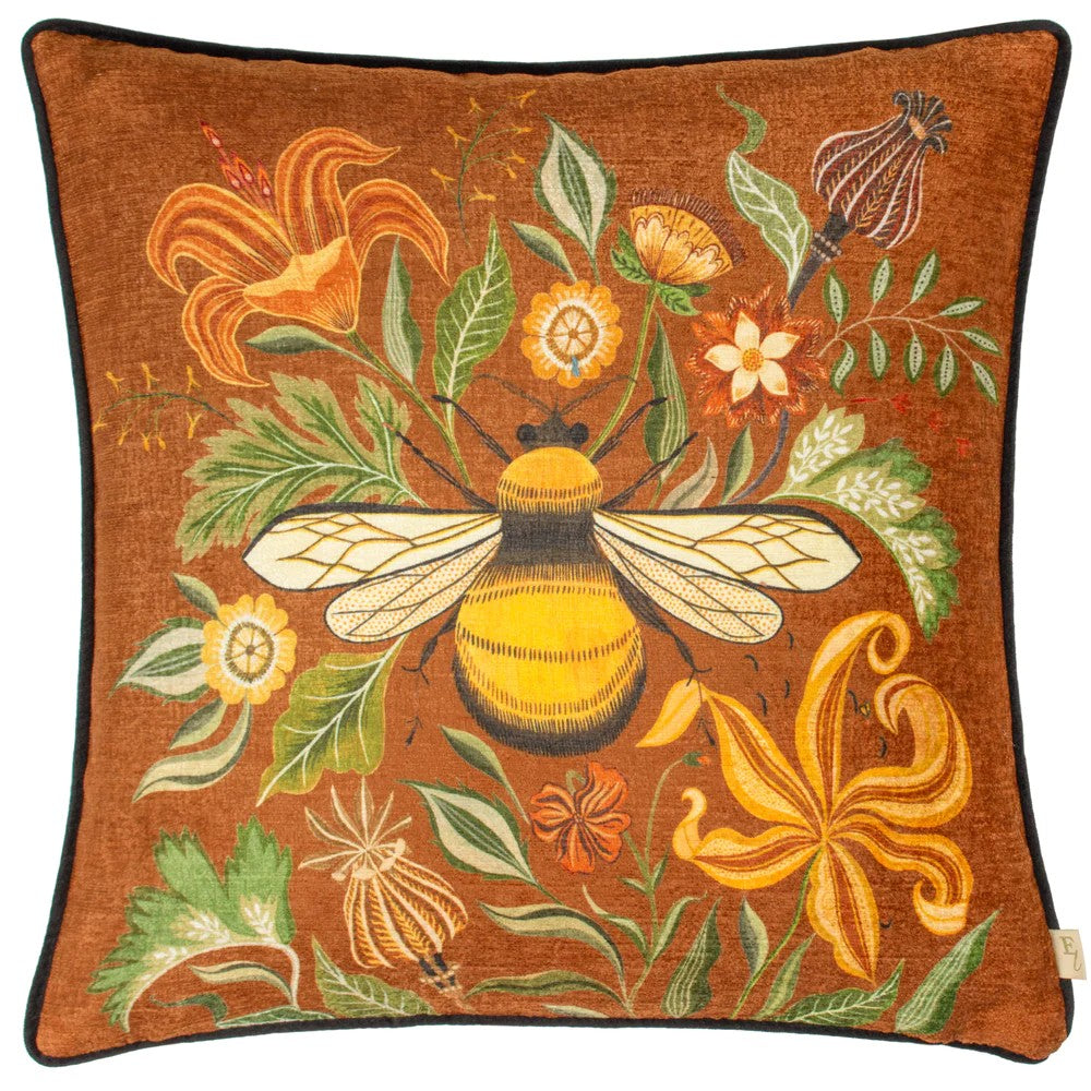 Ginger - Front - Evans Lichfield Hawthorn Chenille Bee Cushion Cover