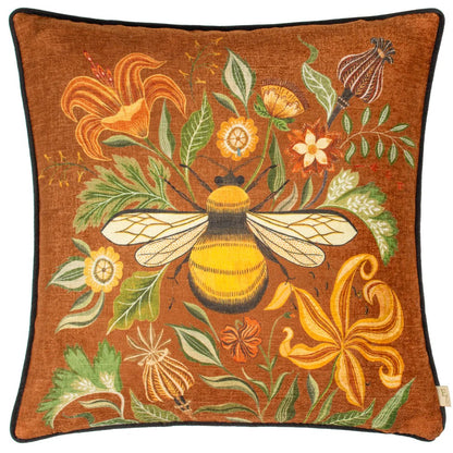 Ginger - Front - Evans Lichfield Hawthorn Chenille Bee Cushion Cover