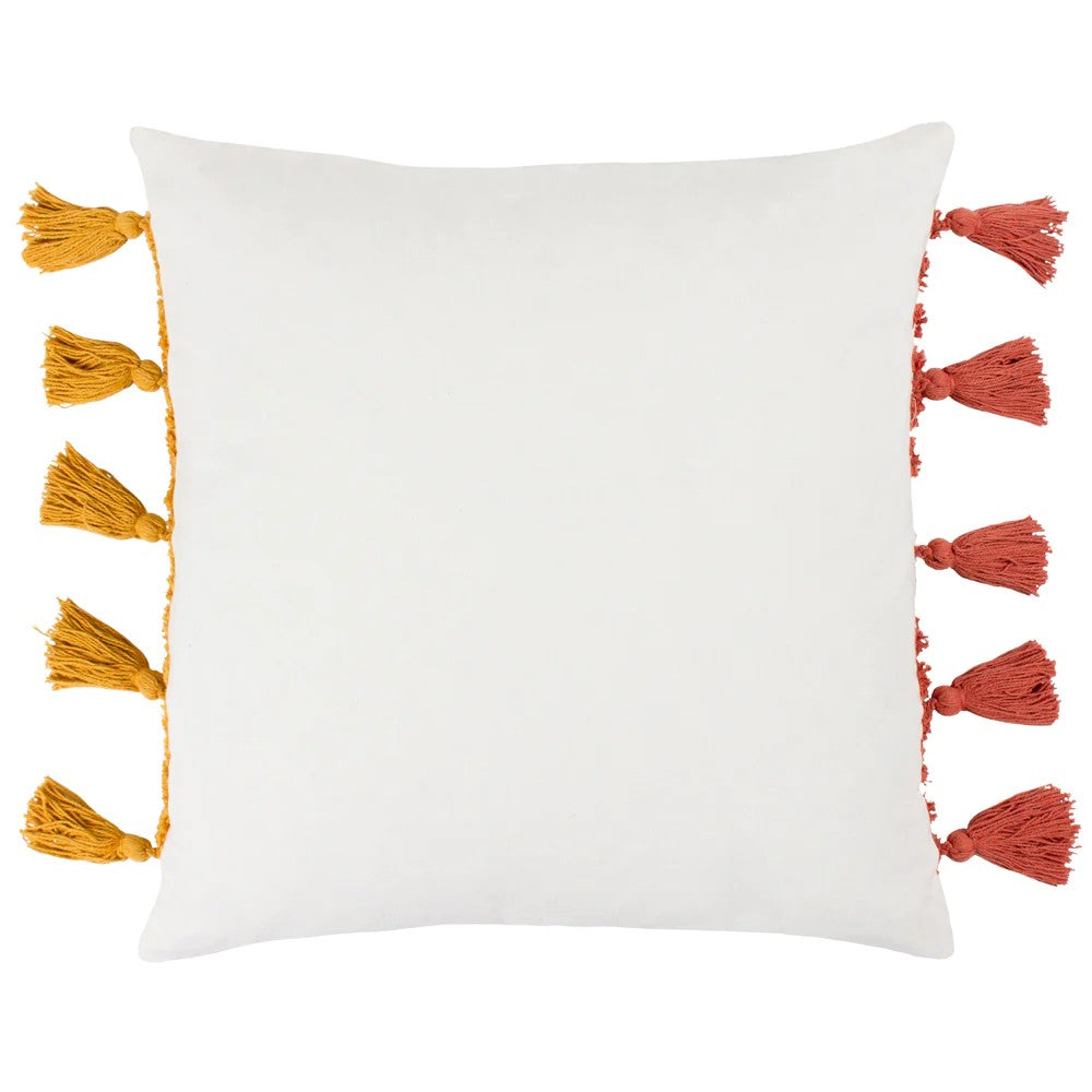 Brick-Ochre - Back - Heya Home Archow Tassel Tufted Cushion Cover