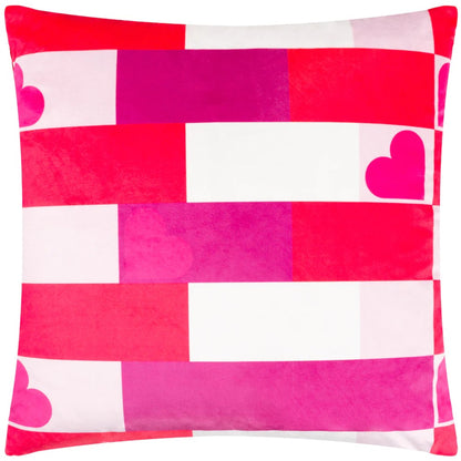 Pink-Red - Front - Heya Home Big Love Velvet Cushion Cover