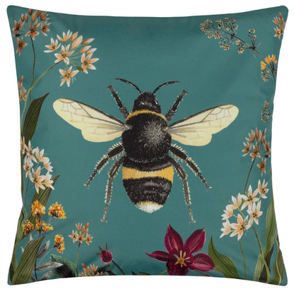 Teal - Front - Wylder Midnight Garden Bee Outdoor Cushion Cover