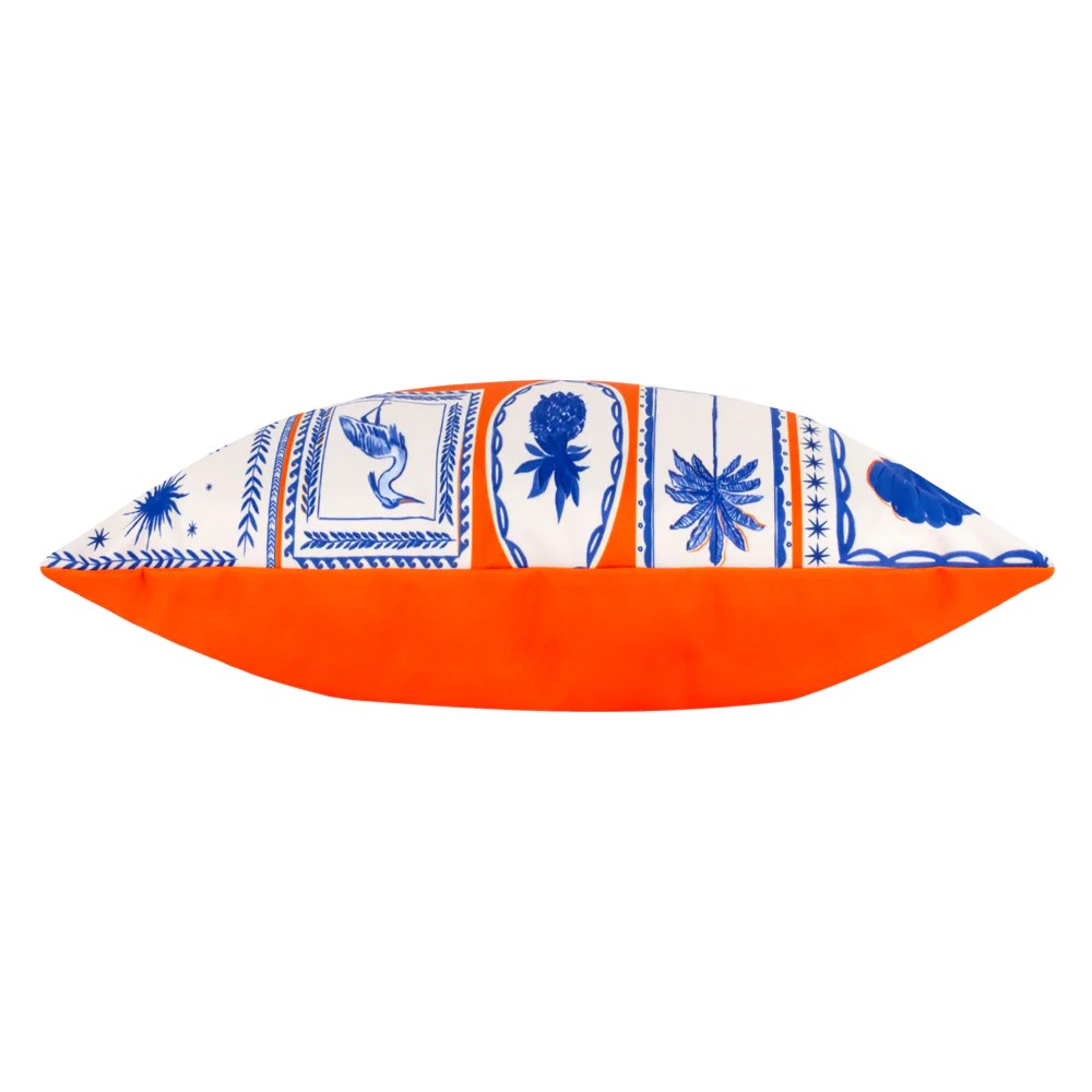 Coral-Blue - Side - Furn Frieze Abstract Outdoor Cushion Cover