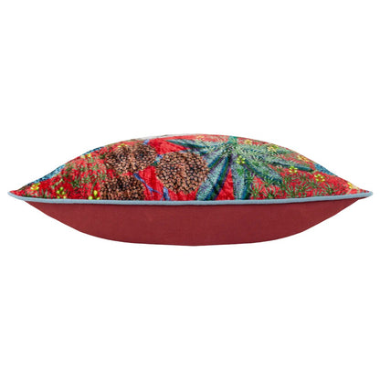 Multicoloured - Side - Wylder Mariella Velvet Piped Cushion Cover