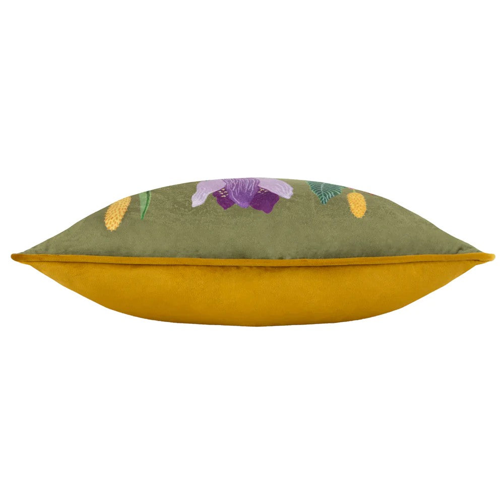 Olive - Side - Wylder House Of Bloom Celandine Piped Cushion Cover