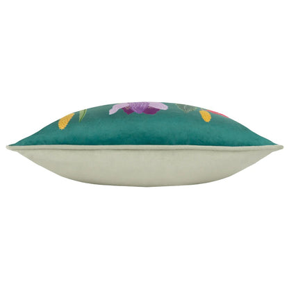 Teal - Side - Wylder House Of Bloom Celandine Piped Cushion Cover
