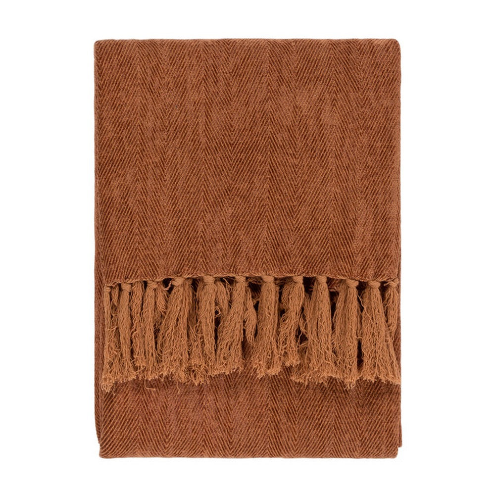 Ginger - Front - Yard Harri Herringbone Fringe Throw