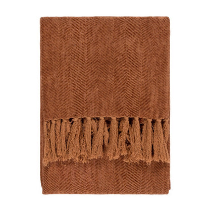Ginger - Front - Yard Harri Herringbone Fringe Throw
