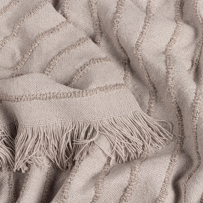 Greige - Back - Furn Hazie Woven Linear Fringe Throw