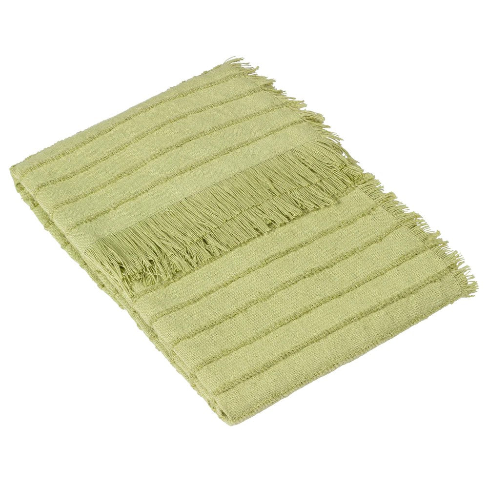 Pistachio - Front - Furn Hazie Woven Linear Fringe Throw