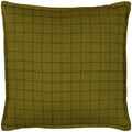 Olive - Front - Yard Oxford Trim Linen Grid Cushion Cover