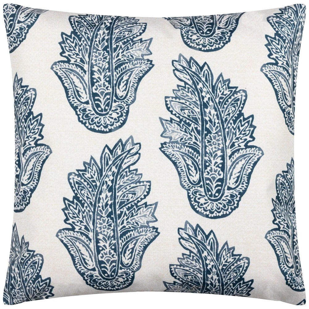 Navy - Back - Paoletti Kalindi Paisley Outdoor Cushion Cover