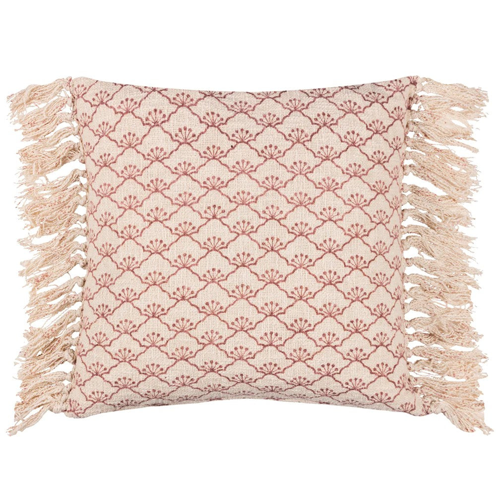 Kilm Red - Front - Yard Saku Fringed Blossom Cushion Cover