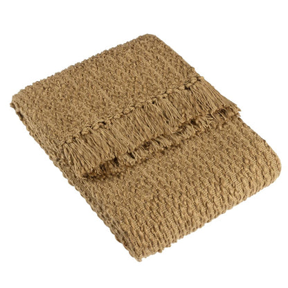 Olive - Front - Hoem Morni Woven Tassel Throw