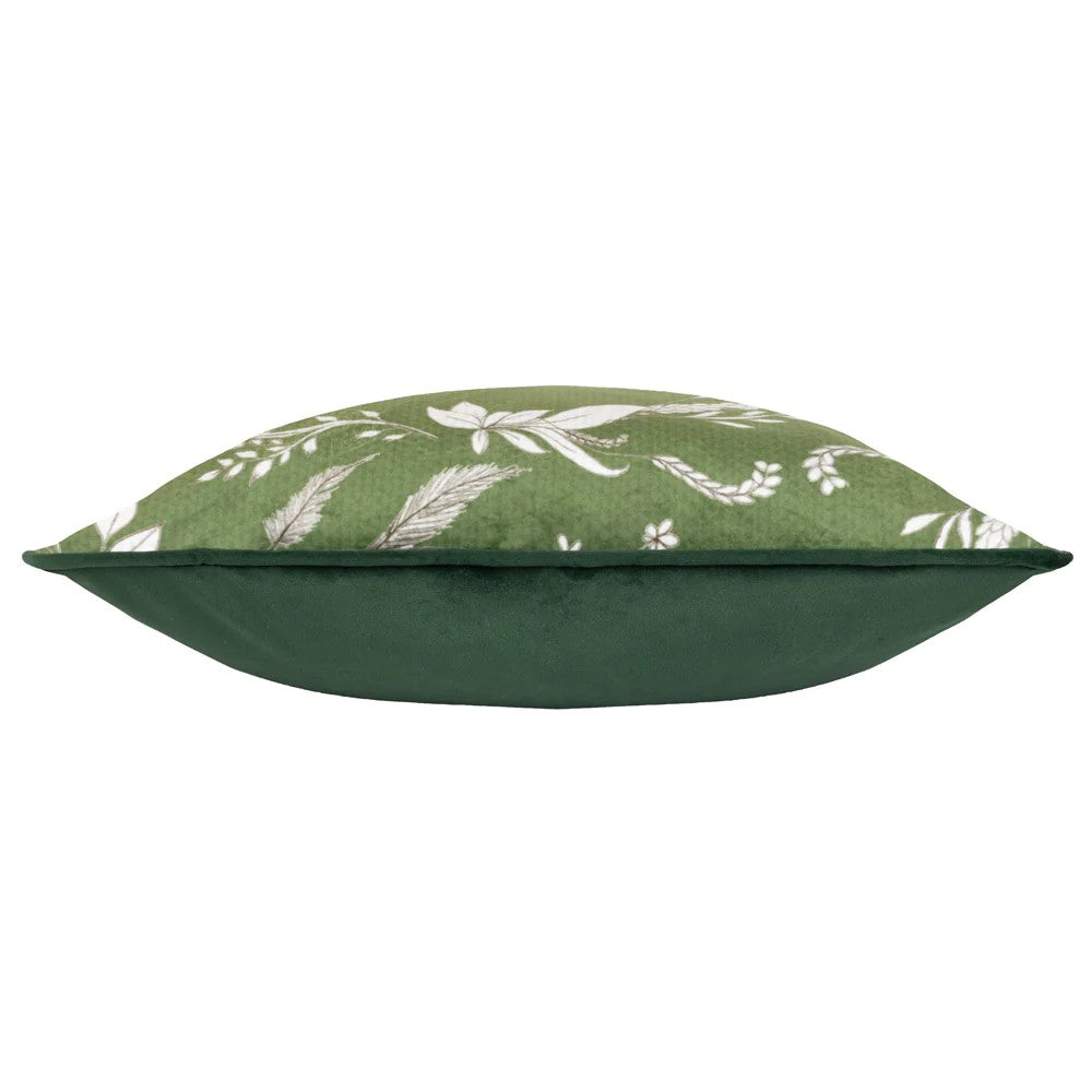 Green - Side - Furn Buckthorn Piped Velvet Bear Cushion Cover