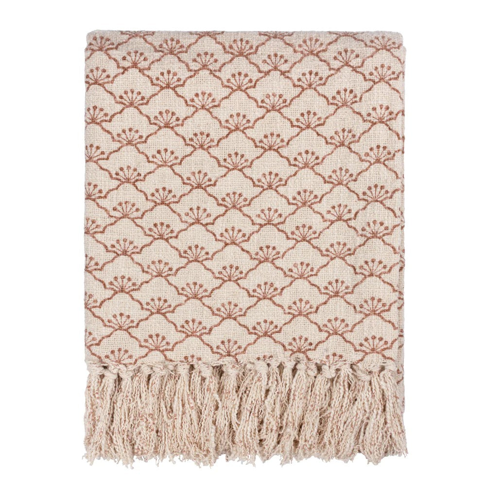 Kilm Red - Front - Yard Saku Blossom Fringed Throw