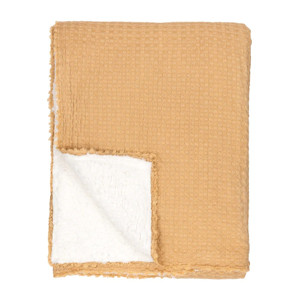 Toffee - Side - Yard Ronan Sherpa Fleece Waffle Throw