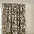Green - Back - Wylder Jacquard Pomegranate Floral Pencil Pleat Curtains