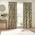 Green - Front - Wylder Jacquard Pomegranate Floral Pencil Pleat Curtains