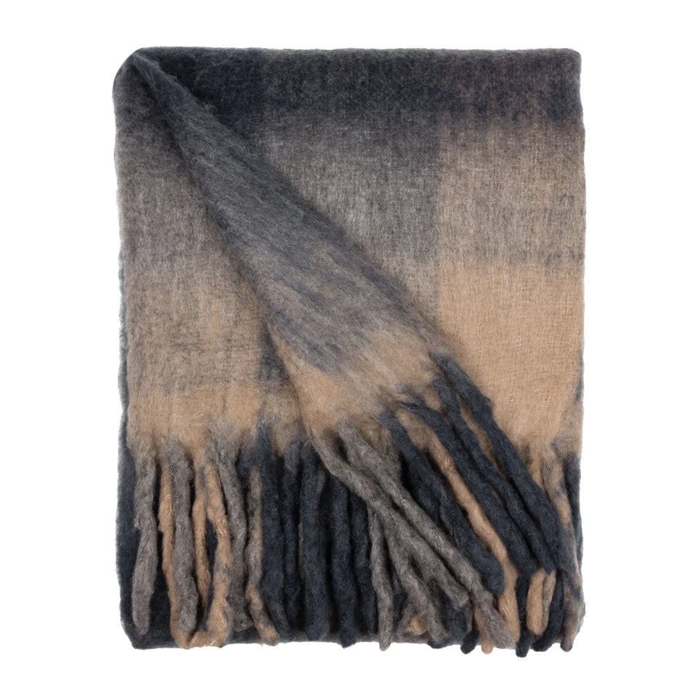 Flint-Black - Back - Yard Raystone Checked Fringed Throw