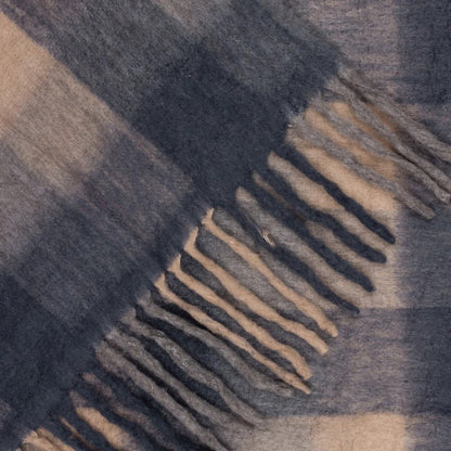 Flint-Black - Side - Yard Raystone Checked Fringed Throw