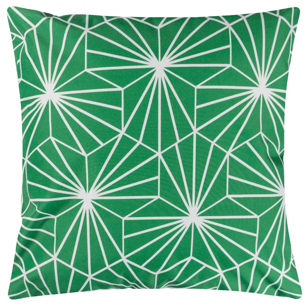 Green-White - Front - Furn Hexa Geometric Outdoor Cushion Cover